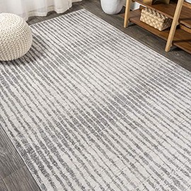 JONATHAN Y Skoura Modern Bold Stripe Area-Rugs For Bedroom And Living Room, Bohemian,Casual, Southwestern Beige/Dark Gray 3 X 5