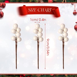 360 Pieces Artificial Holly Berries Christmas Winter Fake Berries Bunch Faux Cranberries Bunch on 60 Stems for Table Centerpiece (White)