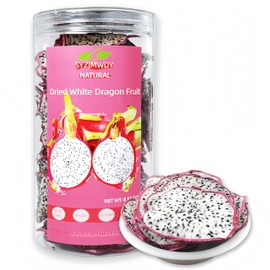 Dried White Dragon Fruit Slices Snacks - (Its Texture Is Soft) Unsweetened Pure Dry Additions for Yogurt, Cereal, Tea, Desserts and Cocktails - Resealable Jar (250 g)