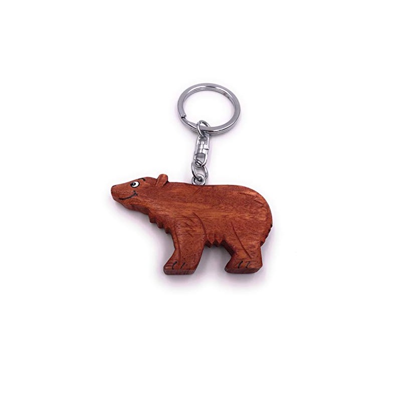 H-Customs Brown Bear Cute Animal Grizzly Real Wood Elegant Handmade