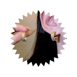 Cybche Vintage Open Circle Hoop Earrings, Thick Round Hoop Huggie Earrings, Chunky Hoop Earrings, Gold C Shaped Earrings, Jewellery for Women, Zinc