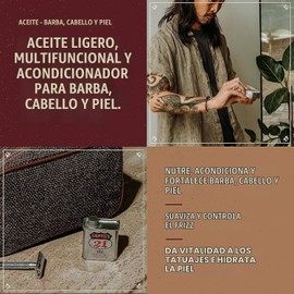 18.21 Man Made Aceite para Cabello, Piel y Barba, Aroma Tabaco Dulce, con Aceites de Ricino, Jojoba y Argán, 2 oz