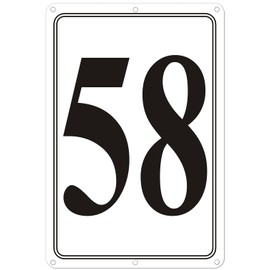 i-CowFun Premium Aluminum Number Signs 58, Metal 12" X 8" Numbered Signs Outdoor for Parking Lots, Floor, Dock, Court, Aisle, Field, High Visibility, No Fade, Weather-resistant