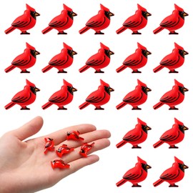 Cinnvoice 60 Pcs Christmas Mini Cardinal Figurine Ornament Christmas Red Bird Miniature Decoration Mini Resin Crafts Charms Figurines for Xmas DIY Craft Hairpin Home Kitchen Party Decor