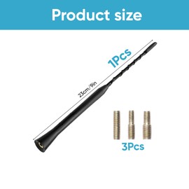 Car Antenna Replacement - 9 Inch Flexible Roof Aerial with 3 Screw Adapters - Universal Fit for Cars, SUVs, Trucks - Easy Installation, Strong AM/FM/DAB Signal Reception, Durable Rubber & Steel Build