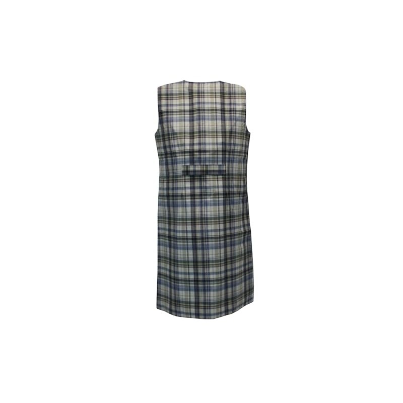 Schuerzenfabrik Button Gown Women's Mixed Fabric Checked Apron Sleeveless Cooking
