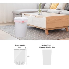 WAIKAS 5 Gallon Trash Bags Drawstring, Pack of 42, Small Garbage Bags, 50x61cm, 8g/pcs, Unscented, White
