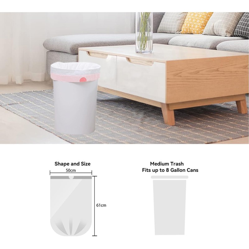 WAIKAS 5 Gallon Trash Bags Drawstring, Pack of 42, Small
