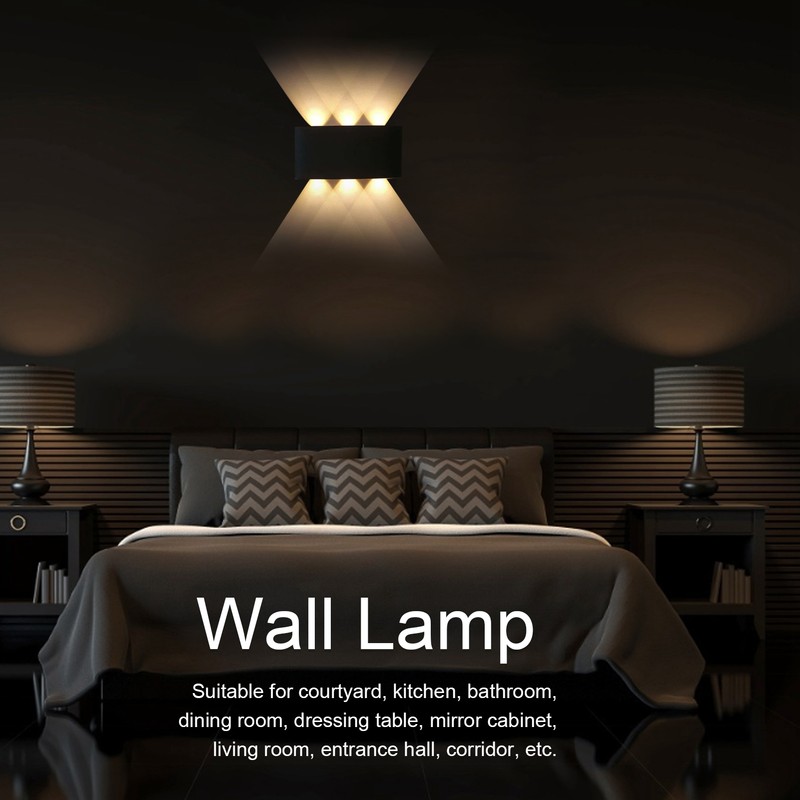 6W LED Wall Light Aluminium Black Shell Warm Light Up