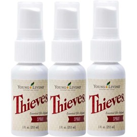 Young Living Thieves Spray | 1 oz | Portable Cleaner Spray, Formulated with Water & Alcohol, Ideal for Travel Essentials & Home; Fits in Backpack, Luggage, or Purse | 3 Pack