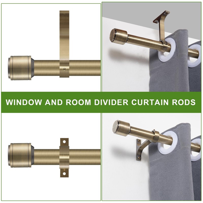 Antique Bronze Curtain Rods for Windows 16 to 56 Inch,