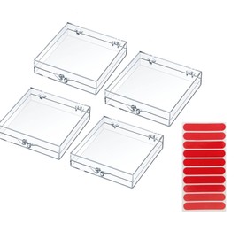 KGCGJVB 4Pcs Press On Nail Boxes Storage Organizer Set Clear Nail Display Cases for Artificial Nails 10Pcs Double Sided Tape Adhesive Holders for Press Ons Packaging Boxes to Store Nails Supplies