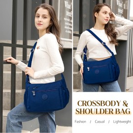 TEUEN Nylon Crossbody Bags for Women Waterproof Lightweight Large Travel Purses Multi-Pocket Pocketbooks Shoulder Bag