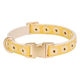 YUDOTE Woven Dog Collar with Metal Buckle Adjustable Jacquard Fall Dog Collars for Small Medium Large Dogs(Daisy,S)