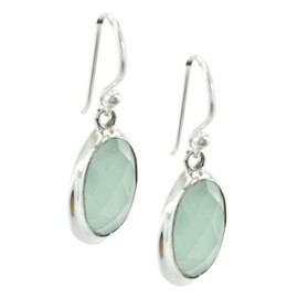riyo Aqua Chalcedony 925 Sterling Silver Beautiful Jewellery Earring Gift, Silver, Chalcedony