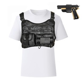 WILDKEN Chest Bag For Men, Water Resistant Lightweight Running Vest with Extra Storage Tactical Chest Pack for Workouts, Cycling, Hiking (Camo)