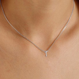 MONOOC Small Initial Necklace, 14K White Gold Plated Tiny Initial Necklace Lowercase R Initial Necklaces Dainty Necklace Initial Necklaces for Women Letter Necklace Little Girls Jewelry
