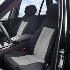FH Group Car Seat Cover Cushion - 2 Pack Seat Covers for Cars Trucks SUV, Gray Black Neosupreme Car Seat Cushions, Waterproof Car Seat Cover Cushion, Universal Fit Car Seat Protector