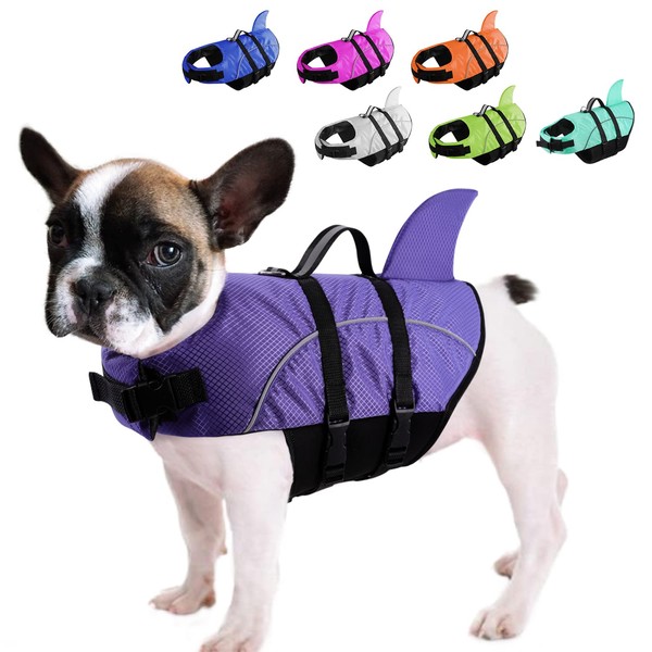 Queenmore Small Dog Shark Life Jacket,Dog Life Vest for Swimming