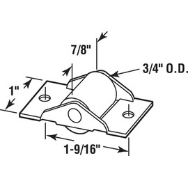 Prime-Line N 6679 Closet Door Roller, 3/4 inch Steel Wheel for 1 inch Groove (2-pack)