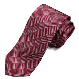MICHIKORONDON mk-001-B Made in Japan Necktie Brand KOSHINO Geometry Pattern, 100% Silk, Present, Gift, Fashionable, Suit Jacket, Unisex, Unisex, Red, navy
