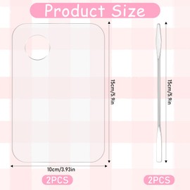 JJUNW 4Pcs Acrylic Makeup Palette, Makeup Mixing Tray Palette with Spatula, Cosmetic Foundation Palette Nail Art Palette for Beauty Salon Color Cream Liquid Foundation Mixing Palette(Square)