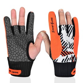 SIUKE Bowling Gloves Bowling Gloves Breathable Anti-Skid Bowling Thumb Protectors Sports Gloves for Men Women, Medium, Orange