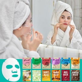 Xumann 12PCS Face Sheet Mask, Face Masks Skincare Multipack, Beauty, Anti-Aging, Hydrating & Nourishing Mask for Women, Girls