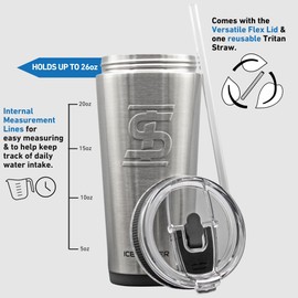 Ice Shaker 26 Oz Tumbler, Insulated Water Bottle with Straw, Stainless Steel Water, As Seen on Shark Tank, Water Bottle with Straw, Stainless