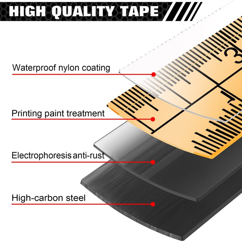 WISEUP Industrial Magnetic Tape Measure with Fractions 1/8 and Metric,Easy