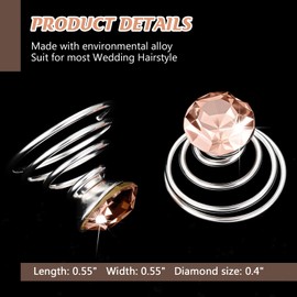 WILLBOND 60 Pieces Rhinestone Crystal Twisters Set Spiral Hair Pin Coil for Wedding, Bridal, Prom, Party and Important Occasion with Clear Container (Champagne)