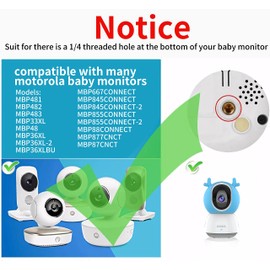 KAWA Baby Monitor Mount, Universal Baby Monitor Mount for Crib, Flexible Baby Monitor Holder, Compatible for All 1/4 Triple Hole Baby Monitor Camera, Without Tools or Wall Damage - White