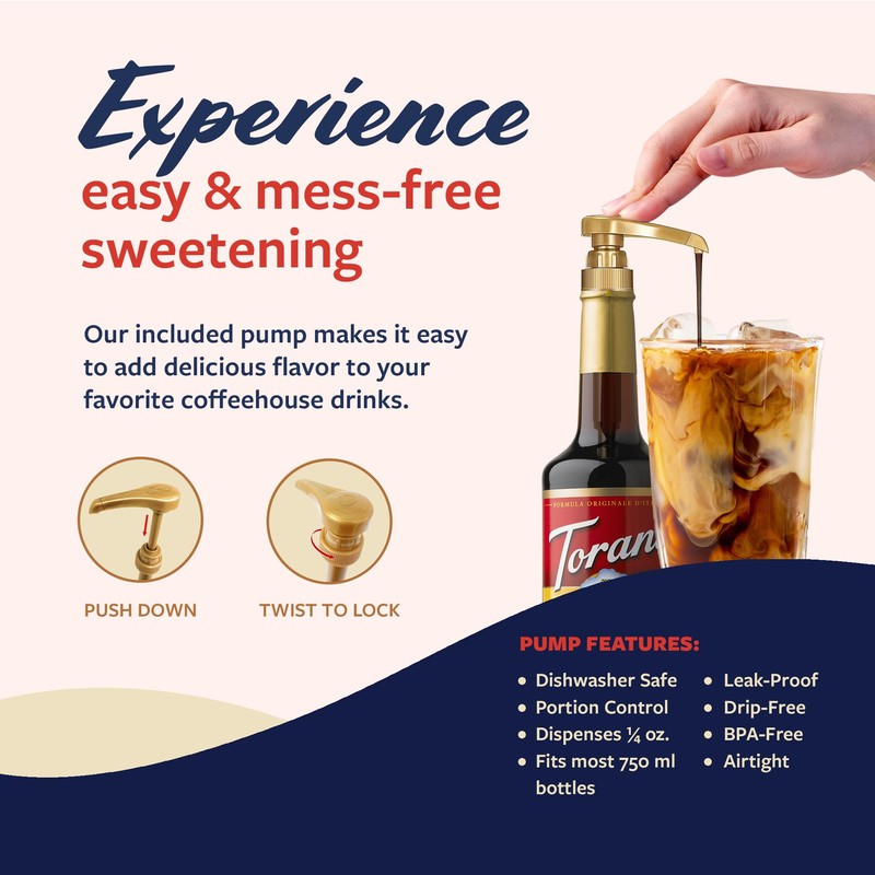 Torani Coffee Syrup, Maple Flavoring for Drinks, Glass Bottle with