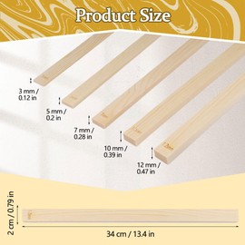 Pack of 10 Pottery Tools, 34 x 2 cm Rolling Pin Guides, 5 Sizes 3/5/7/10/12 mm Pottery Rolling Guide Rods, Beech Wood Material, Rolling Pin Guide Rods, Pottery Tools for Pottery Workshops, DIY