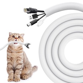 Dog and Cat Cable Protection Gate, Cable Sleeve, 13 mm, 400 cm, Expandable, Self-Closing Cable Tubes, Protection of Cables from Chewing Pets (White)
