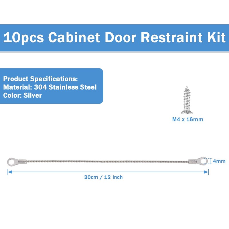 Bivethoi 10pcs Cabinet Door Restraint Kit, 30cm / 12 Inch