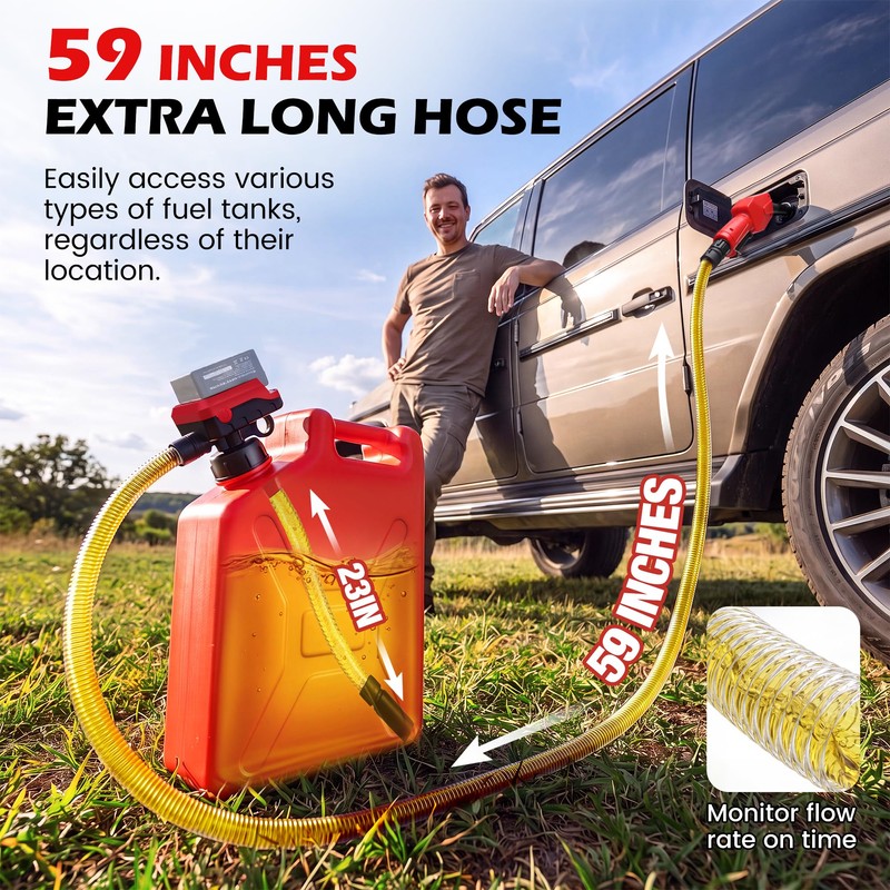 Cordless Fuel Transfer Pump, 5 GPM Portable Gas Can Pump