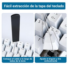 PERFECTOP 3PCS Extractores de Teclado, Cepillo de Limpieza de Teclado, Extractor de Teclado de Acero Inoxidable, Extractor de Teclado de Ordenador y Herramienta de Limpieza de Teclado (Negro)