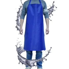 GoldPig 1 Pack Waterproof Apron Rubber Vinyl Heavy Duty Aprons for Adults - Chemical Resistant Adjustable Bib 40" Extra Long Industrial Work Apron for Grilling Dishwashing Lab Kitchen Butcher, Blue-1
