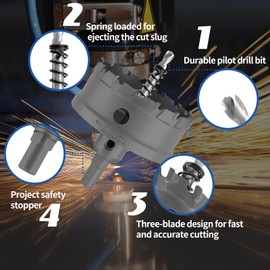 Cjueiom TCT Carbide Hole Saw 73mm Hole Saw Drill Bit Metal Hole Cutter with Pilot Drill Heavy Duty Hole Saw for Stainless Steel Sheet Brass Aluminum Wood Plastic Copper