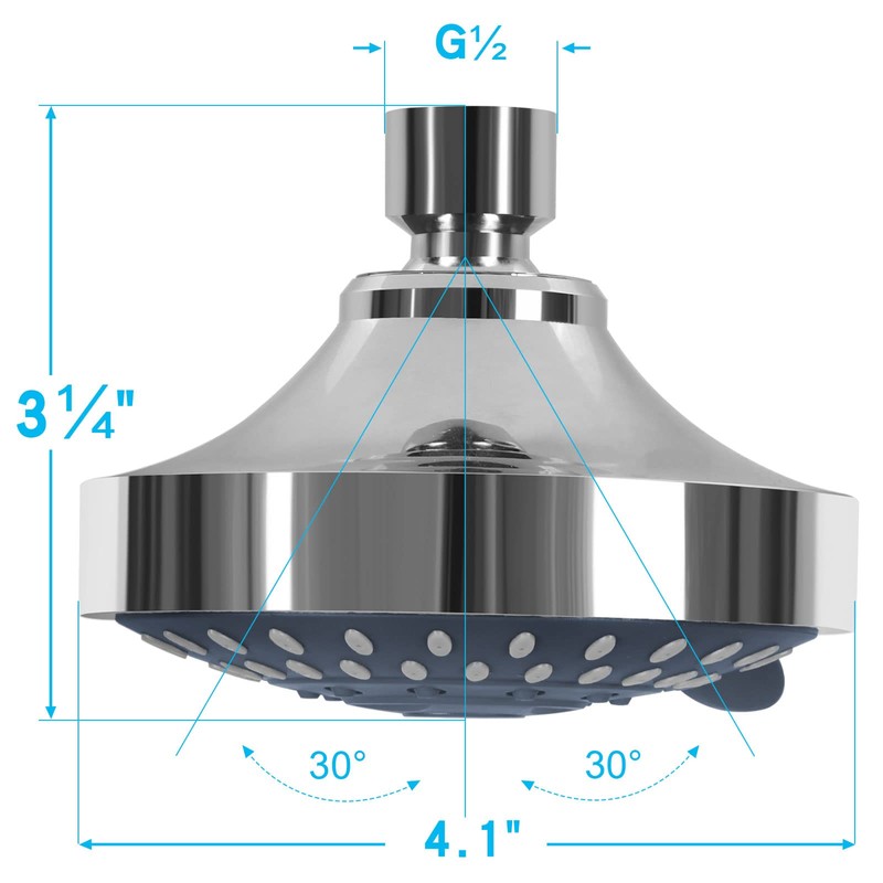 Aisoso Shower Head High Pressure Rain Fixed Showerhead 5-Setting with