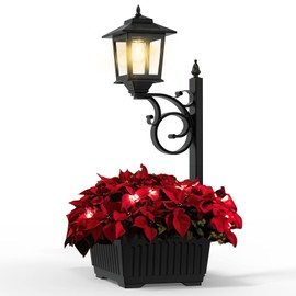 Joyoowild 2 in 1 Solar Lamp Post Light with Planter, Outdoor Flower Pots, Solar Post Lights Waterproof, Led Planters Pots, Outdoor Lamps for Patio, Front Porch Decor, Warm White, Replaceable Bulb