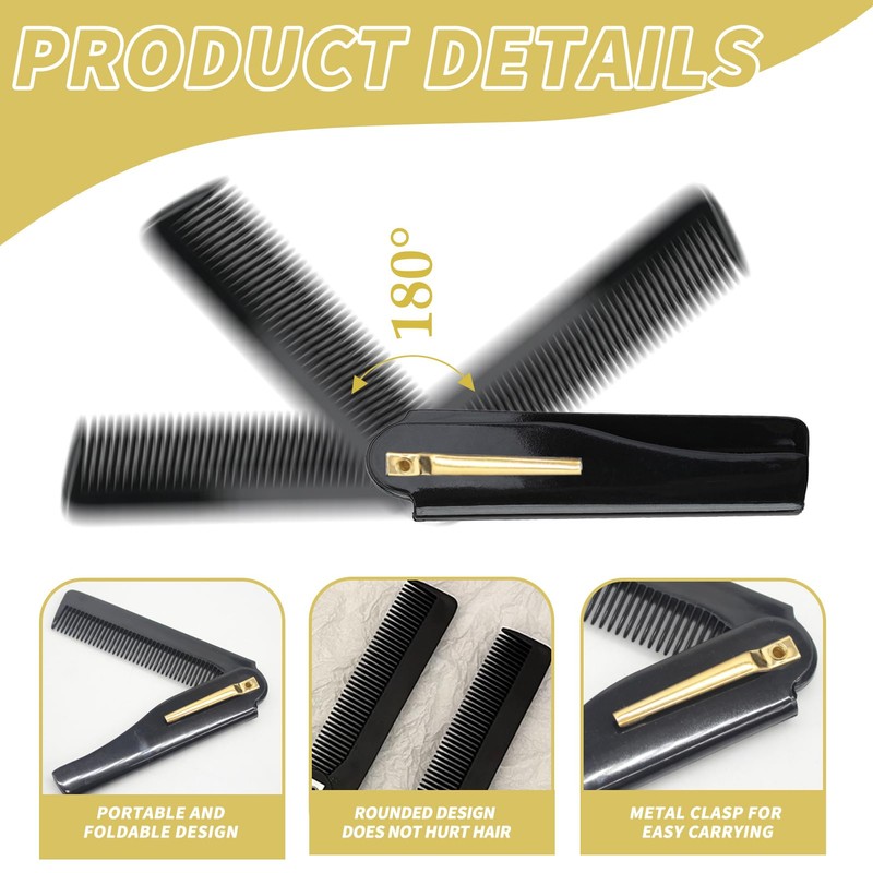Pack of 2 Combs Men Foldable Folding Comb for Men