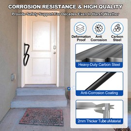 Jamb Mount Handrails for Outdoor Steps-1-2 Step Waterproof Stairs Railing-Powder Coated Side Mount Hand Rails for Indoor Stairs-Non-Slip Staircase Grab Rail for Deck/Porch/Mobile Home/Short Stairway