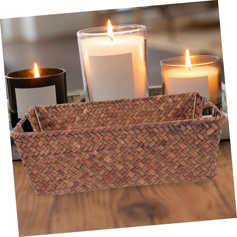 NOLITOY Handwoven Seagrass Storage Basket for Home Organization Rectangular Shape