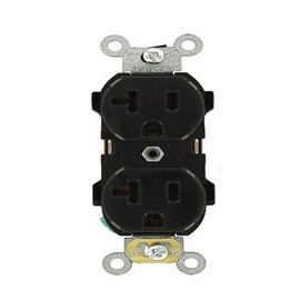 Leviton 5352-E 20-Amp, 125 Volt, Industrial Heavy Duty Grade, Duplex Receptacle, Straight Blade, Self Grounding, Black