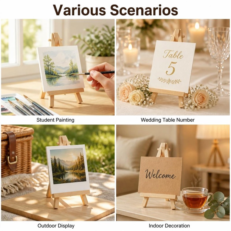 2pcs Mini Easel Stand, 15cm Small Wooden Tabletop Easels for