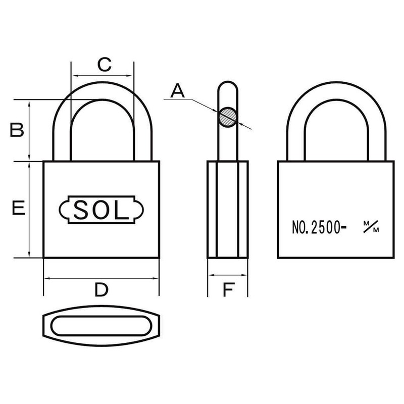 SOL – Hard No. 2500 Cylinder Padlock Same Key B