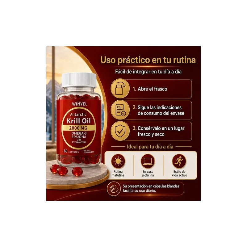 Aceite Krill Premium Omega 3 En Cápsulas Blandas Uso Diario