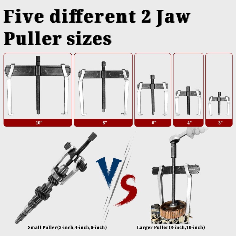 BILITOOLS 8" 2-Jaw Gear Puller, Internal External for Removal of